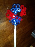 red and blue daisy pen